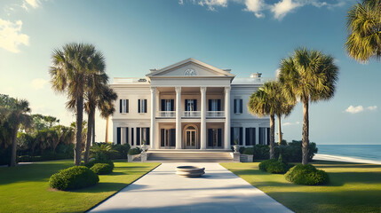 Fototapeta premium Historic Key West plantation with private coral reef and tropical gardens, restored Florida Keys estate