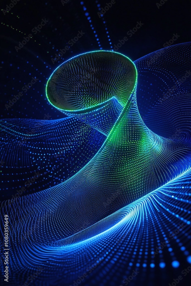 Poster abstract visualization of colorful data flow in a smooth curved shape emitting vibrant light pattern