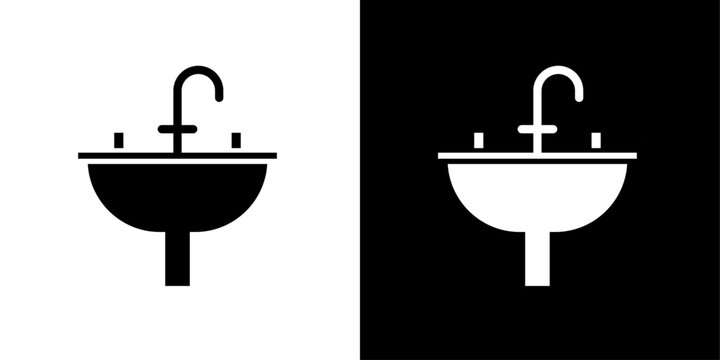 Bathroom sink icon linear logo isolated