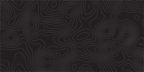 Abstract white on black background Topographic line map pattern. Contour elevation topographic and textured Background Modern design with black background with topographic wavy patted.	
