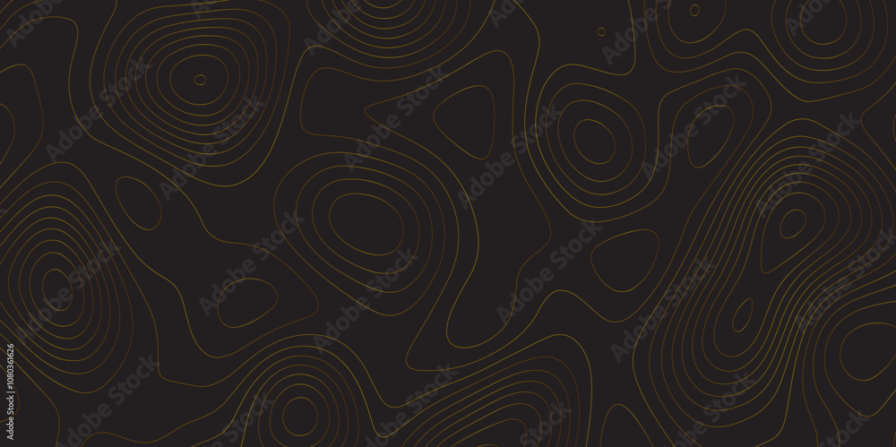 Aufkleber Abstract black colorful gradient Topographic line map pattern background. Contour elevation topographic and textured Background Modern design with black background with topographic wavy Patte and dot	