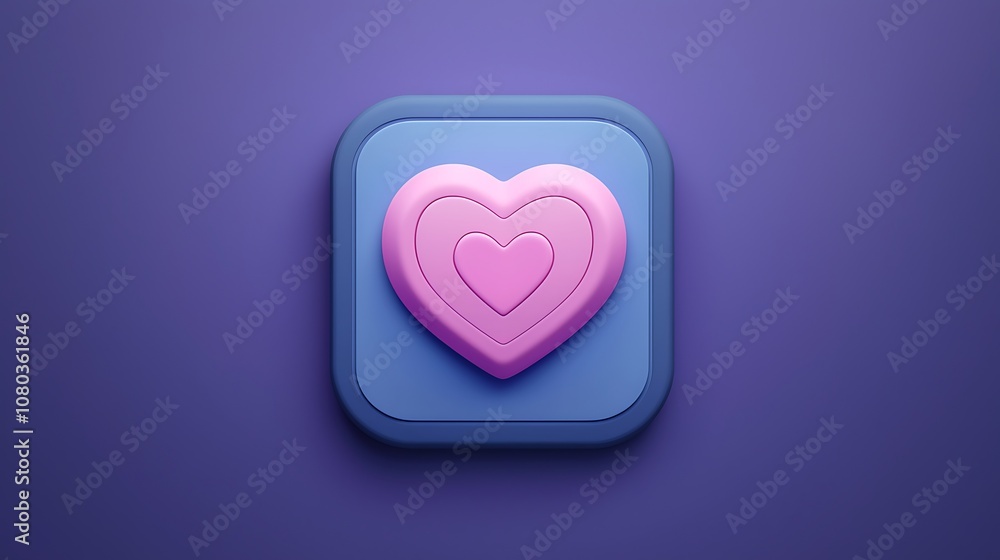 Poster colorful heart-shaped icon on a soft blue background representing love, affection, and connection in