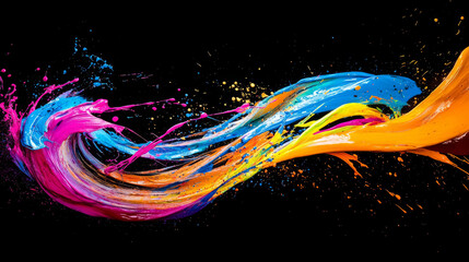 Bold splashes of neon paint spiraling outward