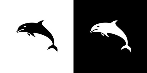 Dolphin icon linear logo isolated