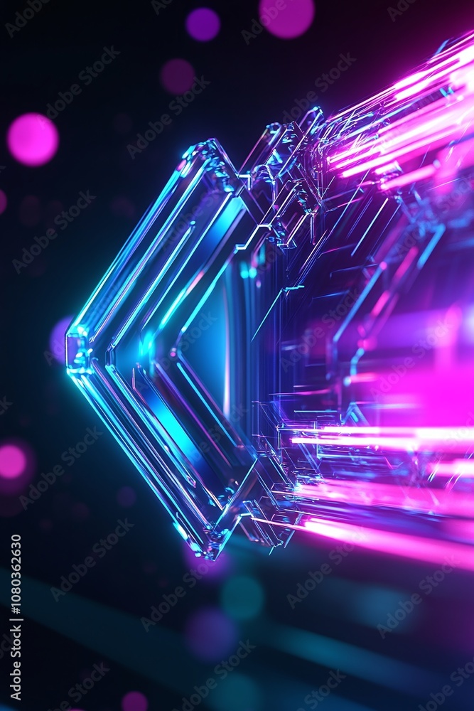 Aufkleber futuristic abstract composition with bright neon colors and geometric shapes creating a dynamic illu