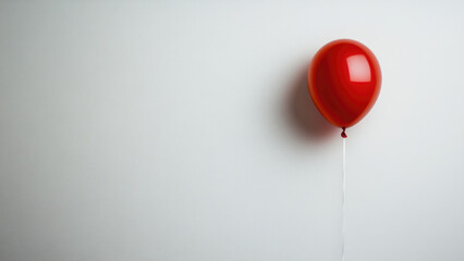 Single Red Balloon Against Minimal White Background