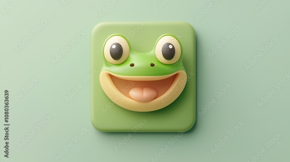 Aufkleber cheerful frog emoji character in a playful design and soft color scheme for fun and engaging digital