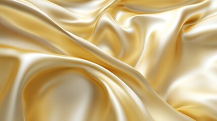 A close-up view of smooth, flowing yellow silk fabric showcasing its texture and sheen.