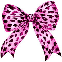 Pink Bow Png, Leopard bow clipart, cheetah ribbon bow, animal printed bow design png clipart