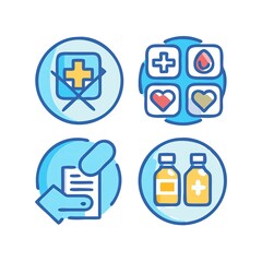 Fototapeta premium A simple Medicare icon featuring a medical cross, stethoscope, and shield, symbolizing health coverage and protection.