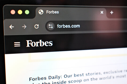 Forbes website on a computer screen close-up. London, UK, 11.14.2024