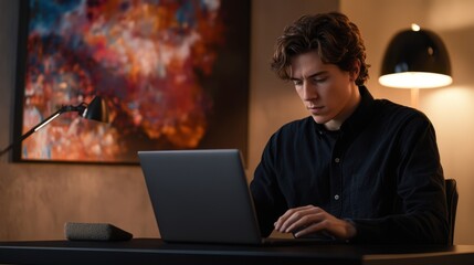 The Young Man Working Online