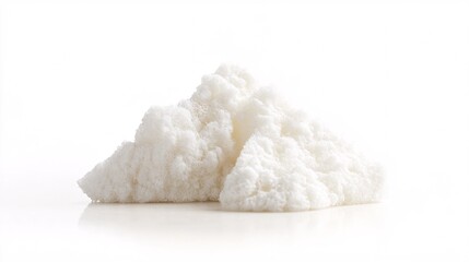 A Snowy Mound of Sweet Culinary Delight: A Macro Exploration of White Powdered Food Ingredient on Isolated White Background