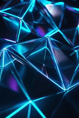 Mesmerizing Abstract Background of Iridescent Geometric Shapes with Blue and Purple Glowing Effects for Modern Design Projects and Creative Use