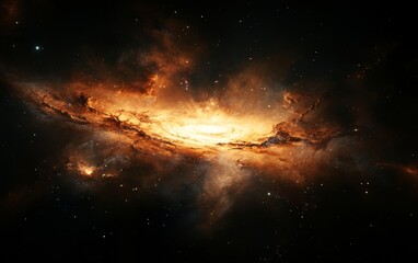 Fototapeta premium A large, glowing orange star in the middle of a dark sky
