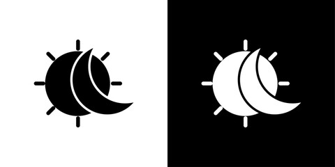 Sun and moon icon linear logo isolated