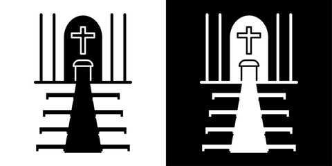 view inside catholic church icon linear logo isolated