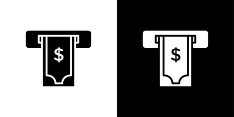 Withdraw Money in ATM icon linear logo isolated