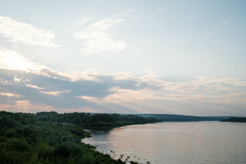 Landscape of Vyatka river. Vyatskiye Polyany, Kirov region,Russia. View of the river on a summer day.