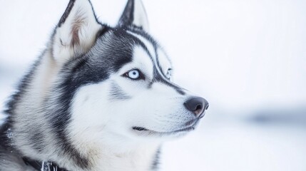 Obraz premium Majestic Husky in the Snow: A Captivating Portrait of a Siberian Beauty