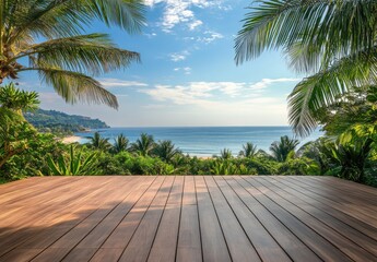 Fototapeta premium Beautiful Beach and Palm Trees View in Summer