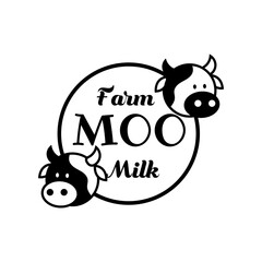 Black and white milk text effect. Editable logo for dairy farm or milk bottle and carton