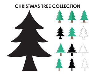Obraz premium A Set of Christmas Tree Vector Illustration