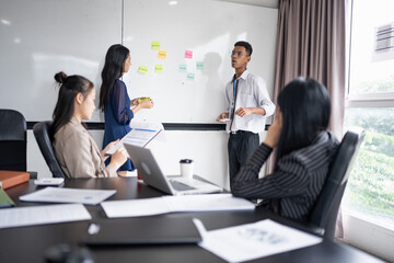 Business asian People Meeting Design Ideas collaboration Professional team brainstorming  for project  working together colleagues investor Group asian employees talking in boardroom
