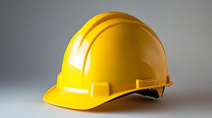 Fototapeta premium Yellow helmet isolated on grey background.