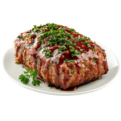 Classic Glazed Meatloaf with Parsley Garnish &ndash; A Juicy and Savory Comfort Food Dish Perfect for Family Dinners PNG Icon on transparent background
