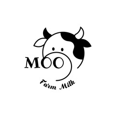 Cow head design vector on white background. Livestock. cow logo design, cow head, cow face, line art