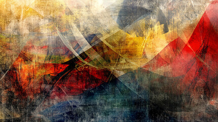 Abstract art with bright colors and textured surface.