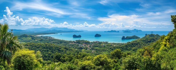 Scenic View of Phuket Island with Blue Sky and Jungle