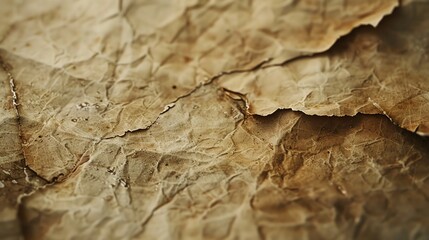 Naklejka premium A close-up of old, crumpled paper, with a textured, brown surface.