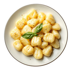 Classic Italian Gnocchi with Creamy Butter Sauce and Fresh Basil – A Soft and Fluffy Comfort Dish for Gourmet Dining PNG Icon on transparent background