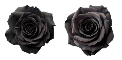 Black rose top view on transparent background. created with Generative AI technology