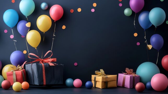 Black Friday Deals mit Geschenkverpackung und Luftballons