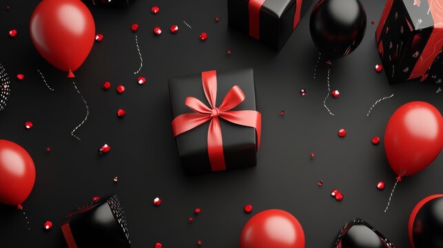 Rabattangebote und Geschenke f&uuml;r Black Friday mit Ballons
