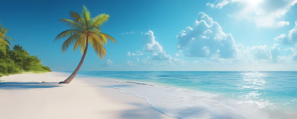 Fototapeta premium Tropical Beach with Palm Tree