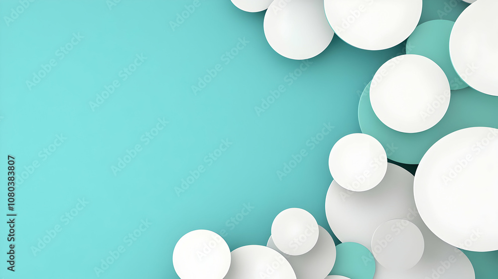 Aufkleber abstract 3d background with overlapping white and teal circles