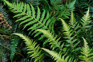 Vibrant Tropical Fern Foliage with Intricate Patterns _________ created for Botanical Decor