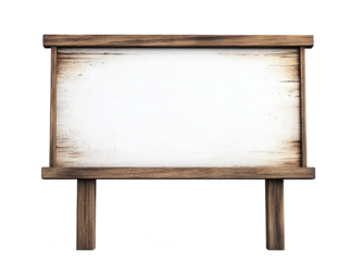 Blank wooden billboard mockup isolated on white background. PNG. created with Generative AI technology