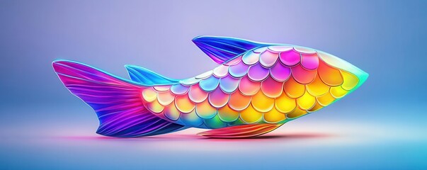 Formulaic shapes resembling fish scales, vibrant hues, glowing details, organic style, digital painting