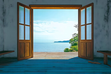 PNG Window see seascape architecture building nature.