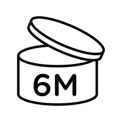 6 months PAO icon linear logo mark in black and white