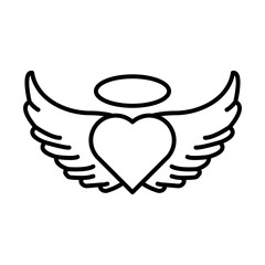 angel wing icon linear logo mark in black and white