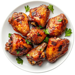 Juicy Barbecue Chicken Thighs and Wings with Sticky Glaze – Perfect for Family Dinners and BBQ Parties PNG Icon on transparent background