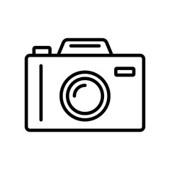 Camera icon linear logo mark in black and white