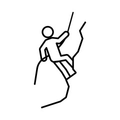 Climbing icon linear logo mark in black and white