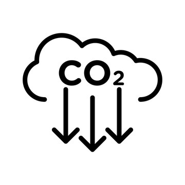 recommend clip art: CO2 reduction icon linear logo mark in black and white